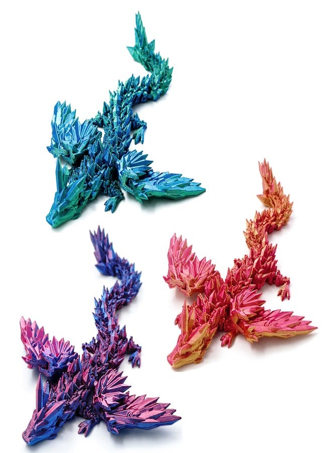 Dxldfks 3 PCS 3D Printed Dragon with Wings, 3D Dragon 9" Articulated Winged Dragon for Home Office Decor Executive Desk Toys - Image 1